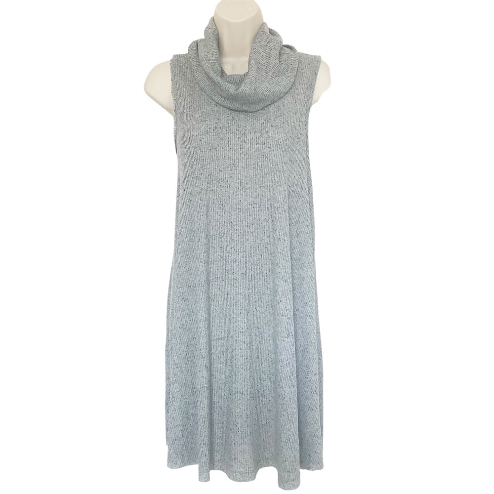 NWT BDG Womens Sweater Dress Cowl Neck Ribbed Raw Hem Gray Size M Lightweight